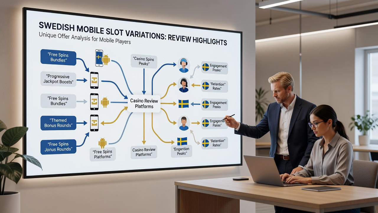 Detailed casino review charts comparing slot RTP values and mobile features for Swedish players